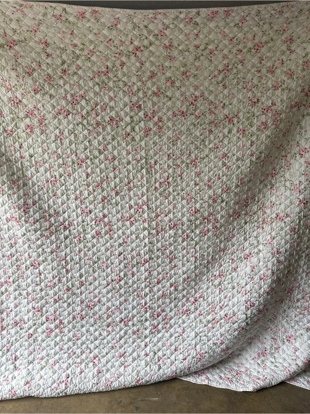 Simply Shabby Chic King Quilt Pink Floral Reversible Cottagecore